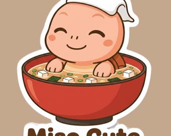 Miso Soup Turtle Vinyl Sticker: Funny Japanese Food Laptop Decal