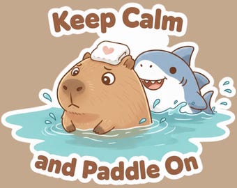 Capybara Shark Vinyl Sticker: Funny Laptop, Planner Decal