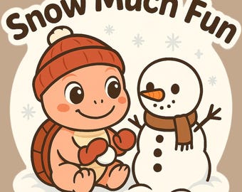 Sticker vinyle bonhomme de neige tortue d'hiver : Sticker pour ordinateur portable ou verre