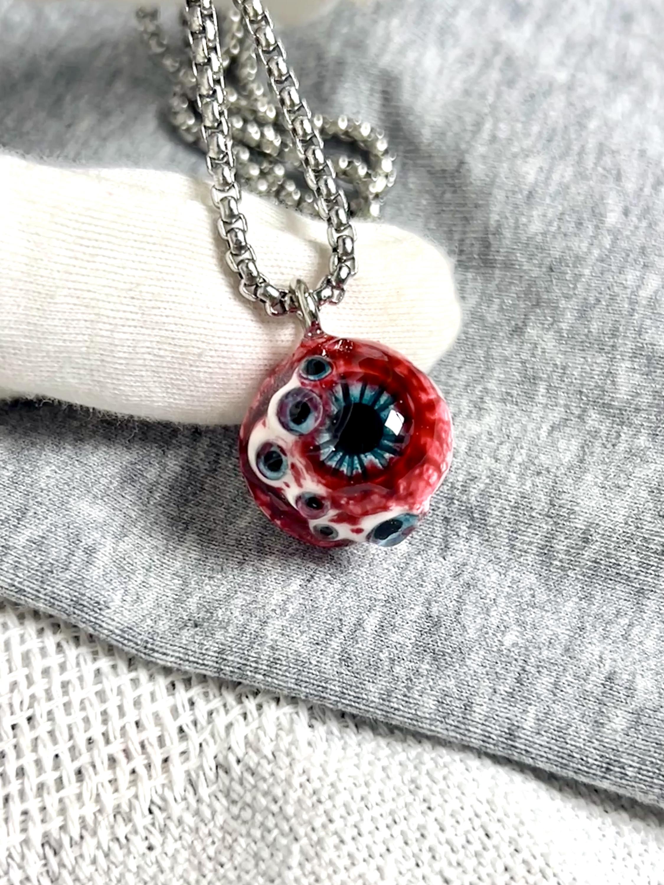 Gothic Multi-eye Pendant Necklace, Handmade Resin Creepy Cute