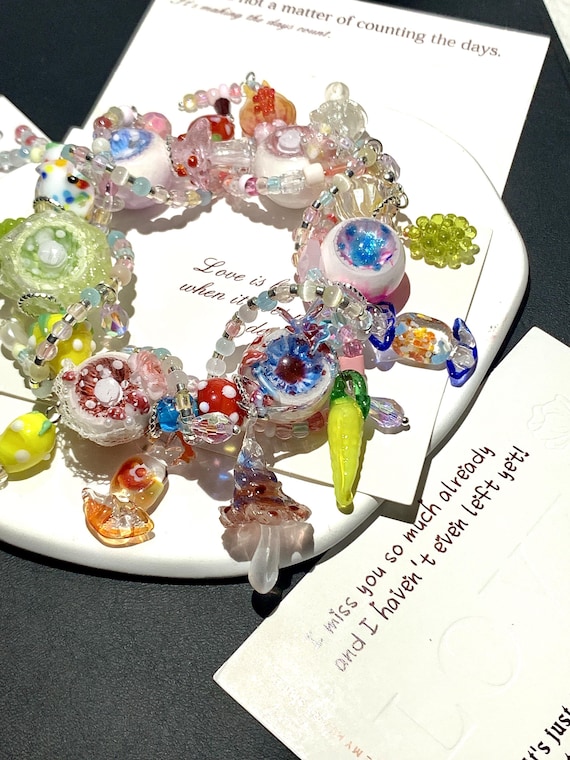 Handmade Eyeball Bead Bracelet – Gothic Weirdcore Resin Charm Jewelry