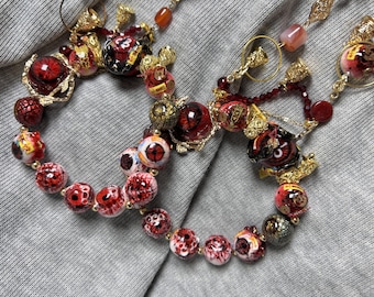 Handmade Gothic Eyeball Charm Bracelet, Resin Bead Talisman Jewelry