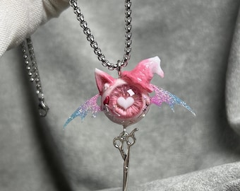 Handmade Gothic Eyeball Pendant Necklace, Bat Wing Horror Jewelry, Resin Evil Eye Necklace, Creepy Cute Punk Statement Gift