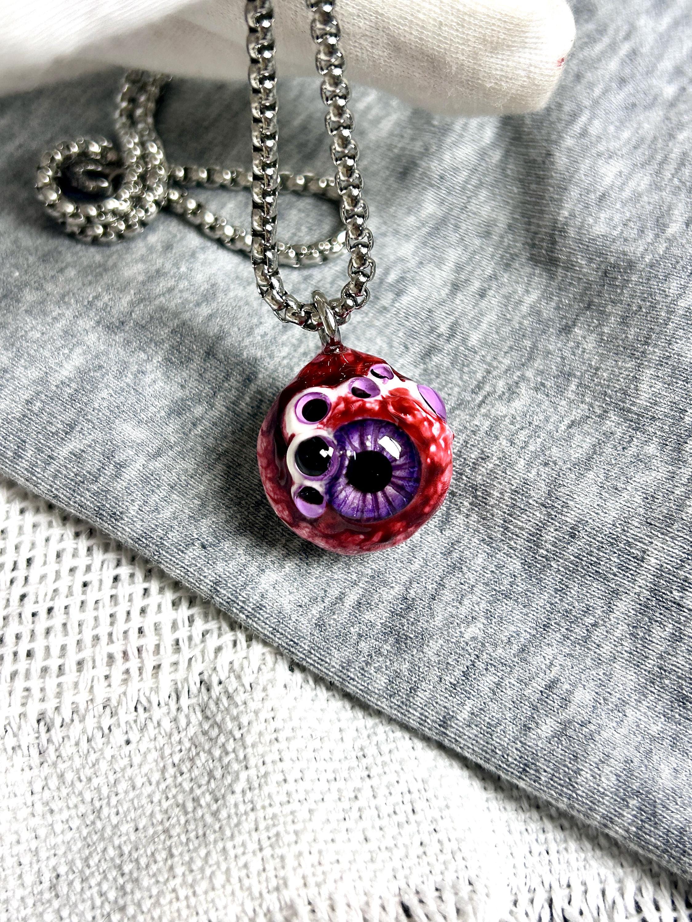 Gothic Multi-eye Pendant Necklace, Handmade Resin Creepy Cute