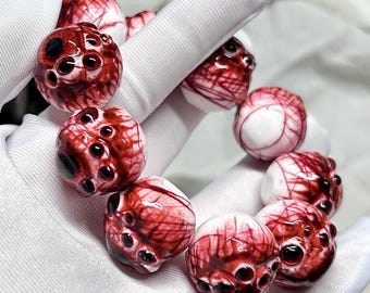 Gothic Double Pupil Eyeball Bracelet, Horror Resin Jewelry, Creepy Cute Weirdcore Bracelet, Red Vein Art Gift