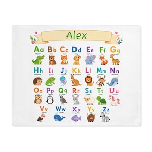 Personalized Alphabet Placemat, Kids Animal ABC Learning Mat, Custom Name Toddler Gift
