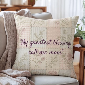 Custom Quote Cushion, Cottagecore Floral Patchwork Throw Pillow, Personalized Bible Verse Pillow, Shabby Chic Farmhouse Gift for Her
