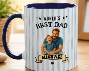 Personalized World's Best Dad Mug with Photo and Name, Custom Father's Day Gift, Dad Coffee Mug, Photo Cup, Unique Gift for Dad or Grandpa.