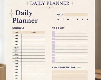 Minimalist Daily Planner Printable PDF, ADHD Productivity Planner, Digital Daily Planner, Focus Planner, Daily Organizer