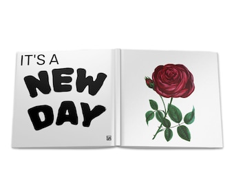 Red Rose Illustration Hardcover Photo Book | "It's a New Day" Typography