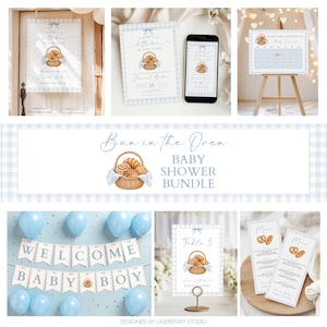 Editable Bun in the Oven Baby Shower Bundle | Canva Template | Instant Download