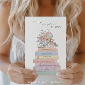 Editable A New Chapter Begins Book Bridal Shower Invitation | Canva Template | Instant Download image 5