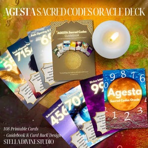 Agesta Sacred Codes Oracle Deck – 108 utskrivbara kort + guidebok och kortbaksida
