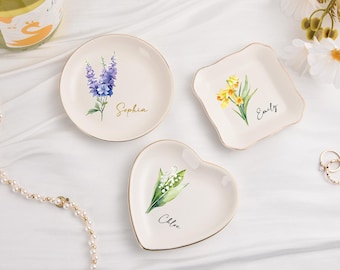 Personalized Ceramic Jewelry Dish Ring, Jewelry Plate, Jewelry Tray, Engagement Ring Tray, Wedding Ring Holder Trinket Dish