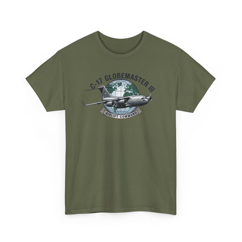 C-17 Globemaster III T-shirt, Airlift Command Military Plane Tee, Air Force Cargo Aircraft Shirt, Aviation Enthusiast Gift Apparel image 6