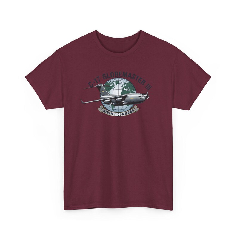 C-17 Globemaster III T-shirt, Airlift Command Military Plane Tee, Air Force Cargo Aircraft Shirt, Aviation Enthusiast Gift Apparel image 5