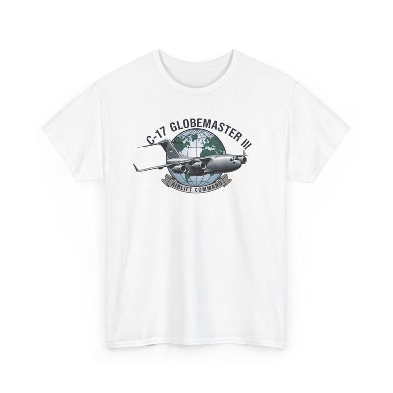 C-17 Globemaster III T-shirt, Airlift Command Military Plane Tee, Air Force Cargo Aircraft Shirt, Aviation Enthusiast Gift Apparel image 2