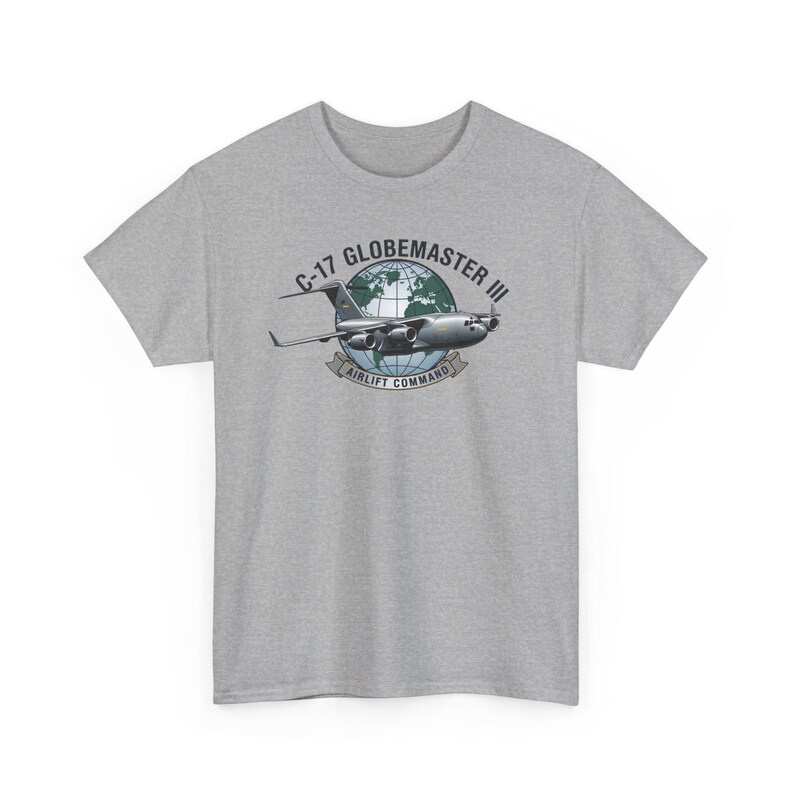 C-17 Globemaster III T-shirt, Airlift Command Military Plane Tee, Air Force Cargo Aircraft Shirt, Aviation Enthusiast Gift Apparel image 1