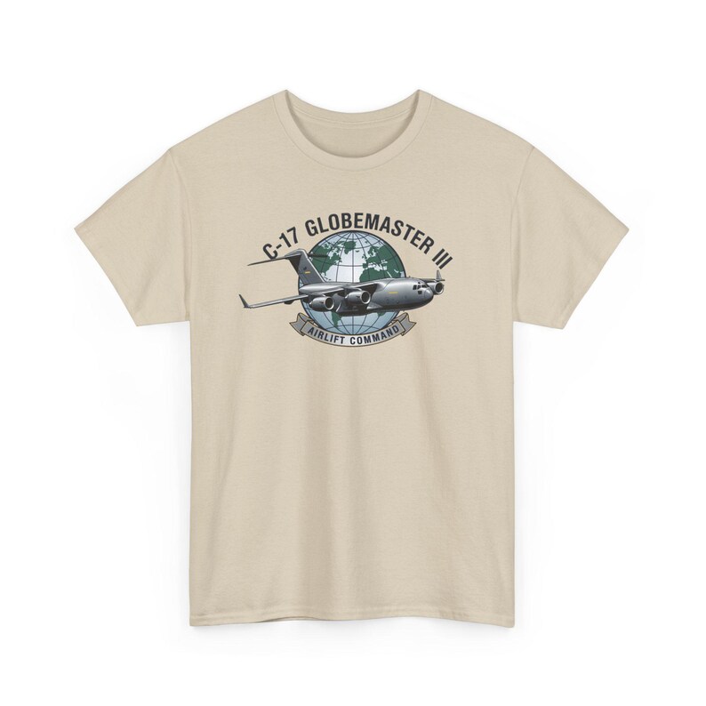 C-17 Globemaster III T-shirt, Airlift Command Military Plane Tee, Air Force Cargo Aircraft Shirt, Aviation Enthusiast Gift Apparel image 4