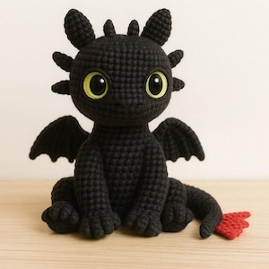Toothless Dragon Amigurumi, Crochet Pattern, Plush Toy, Gift for Dragon Enthusiasts, PDF Download image 1