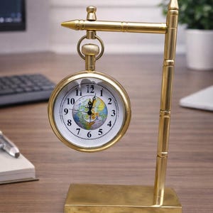 Decorative Desk Clock Collectible Brass Nautical Decor Maritime