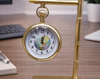 Decoratieve bureauklok voor verzamelobjecten messing nautisch decor maritiem
