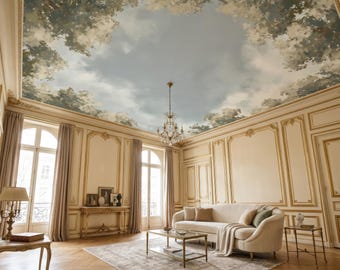 Soft Cloudy Sky Tree Canopy Ceiling Wallpaper Peel and Stick, Nature Ceiling Mural