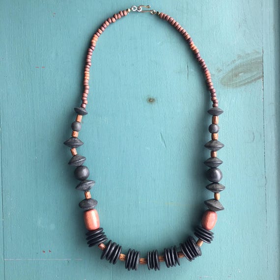 Beautiful Brown and Black Vintage Wooden Tribal S… - image 1