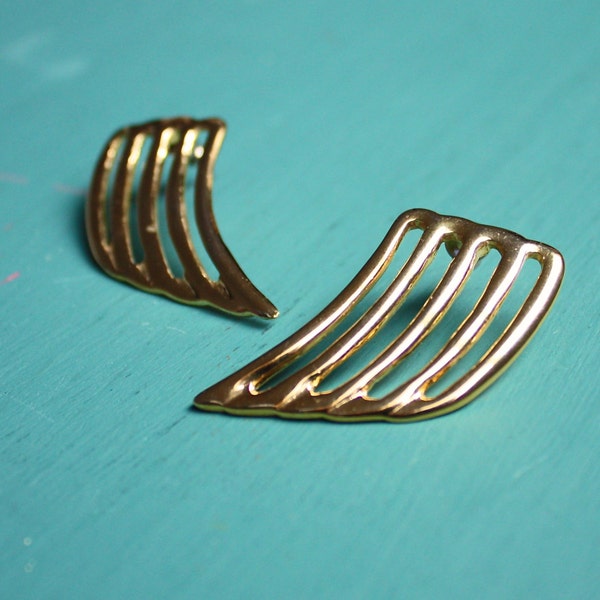 Vintage Gold Wing Stud Earrings