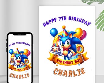 Sonic Geburtstagseinladung, Sonic Party einladen, bearbeitbare Vorlage, Kindergeburtstag Evite, druckbare Sonic Einladung, digitale Partykarte