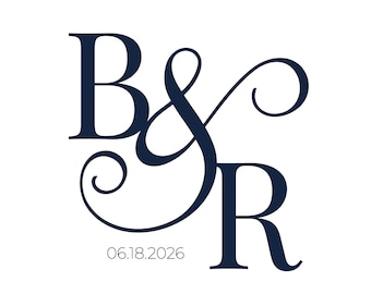 Custom Wedding Monogram Logo, Minimal Initials Branding (Digital Download)