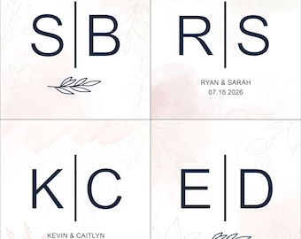 Custom Wedding Monogram Logo | Personalized Initials, Names & Date | Elegant Minimal Design | Digital Download