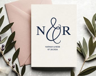 Personalized Wedding Monogram Logo | Minimal Elegant Design | Custom Initials, Names & Date | Digital Download