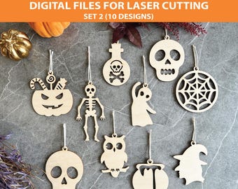 Halloween Laser Cut Files: Spooky Ornaments SVG Bundle (Digital Download)
