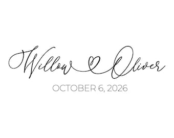 Custom Wedding Name Design | Heart Linked Names for Welcome Signs | Digital Anniversary Art