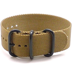 Ballistic Nylon Military 1 Piece Watch Strap - Sand (PVD Buckle)