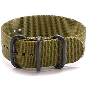 Ballistic Nylon Military 1 Piece Watch Strap - Olive (PVD Buckle)