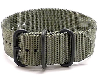 Ballistic Nylon Military 1 Piece Watch Strap - Grey (PVD Buckle)