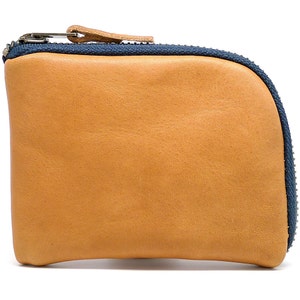 Cartera de cuero con cremallera - Natural Essex (cremallera de la marina)