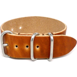 1 Piece Military Watch Strap - Natural Dublin (Matte Buckle)