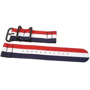 Two Piece Ballistic Nylon Military Watch Strap - Red-White-Blue (PVD Buckle)