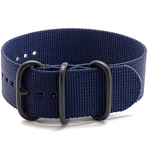 Ballistic Nylon Military 1 Piece Watch Strap - Navy (PVD Buckle)