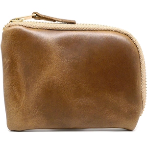 Cartera de cuero con cremallera - cromocromo natural (cremallera de Khaki)