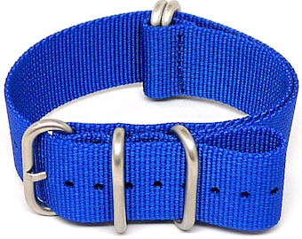 Correa de reloj militar de nylon balístico - azul (hebilla mate)