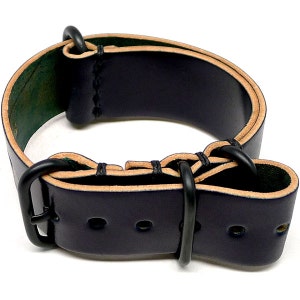Shell Cordovan Military Watch Strap - Navy (PVD Buckle)