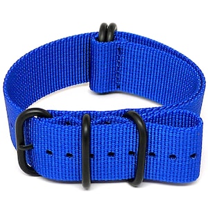 Ballistic Nylon Military Watch Strap - Blue (PVD Buckle)