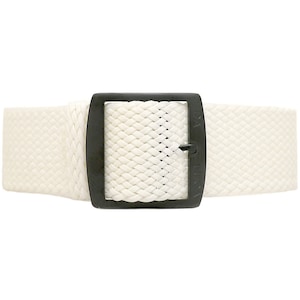 Braided Nylon Perlon Watch Strap - White (PVD Buckle)