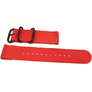 Two Piece Ballistic Nylon Military Watch Strap - Red (PVD Buckle)