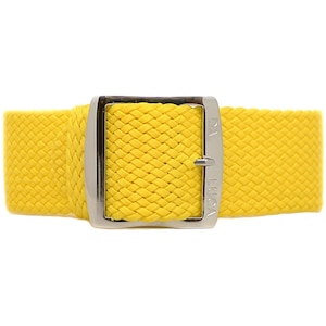 Braided Nylon Perlon Watch Strap - Yellow (Polished Buckle)