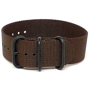 Ballistic Nylon Military 1 Piece Watch Strap - Brown (PVD Buckle)